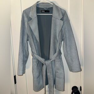 Zara Women's Baby Blue Trench Coat/Blazer